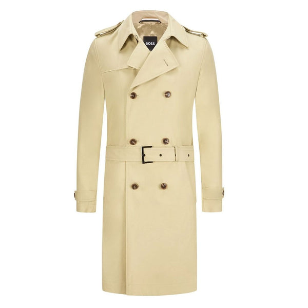 BOSS Slim Fit Double-Breasted Trench Coat – Beige