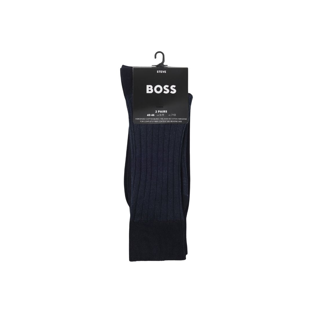 BOSS 2-Pack Mercerised Cotton Socks – Dark Blue