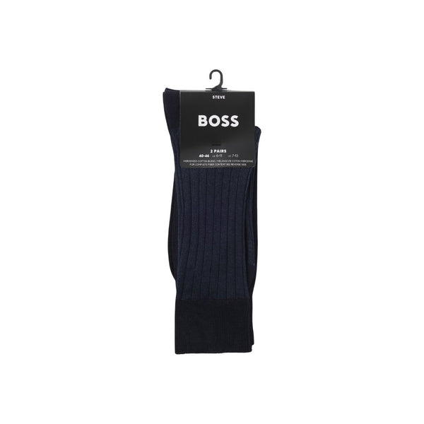 BOSS 2-Pack Mercerised Cotton Socks – Dark Blue