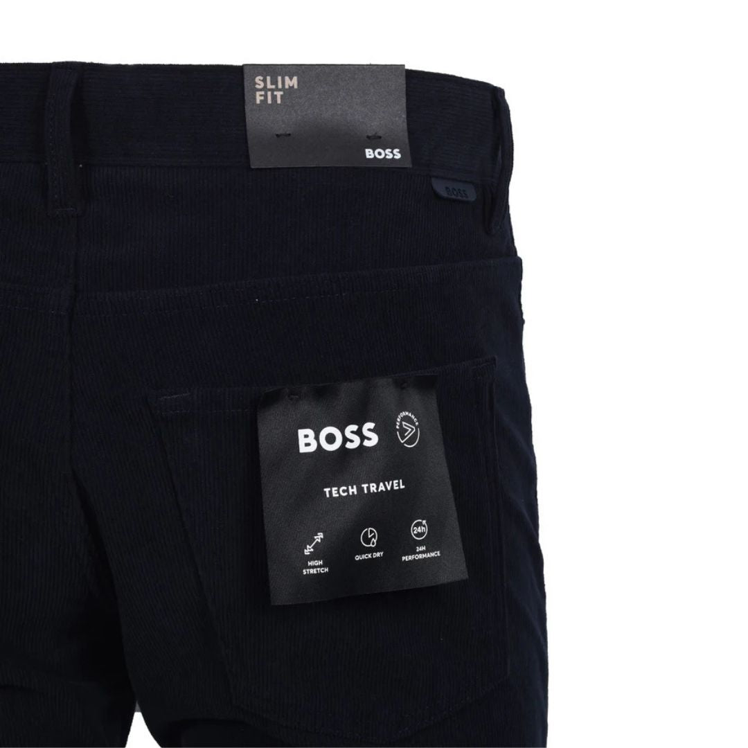 Boss Black Delaware Tech Travel Corduroy Trouser - Dark Blue
