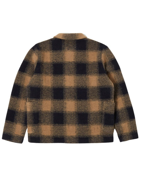 Universal Works Lumber Jacket In Mix Wool Fleece - Navy