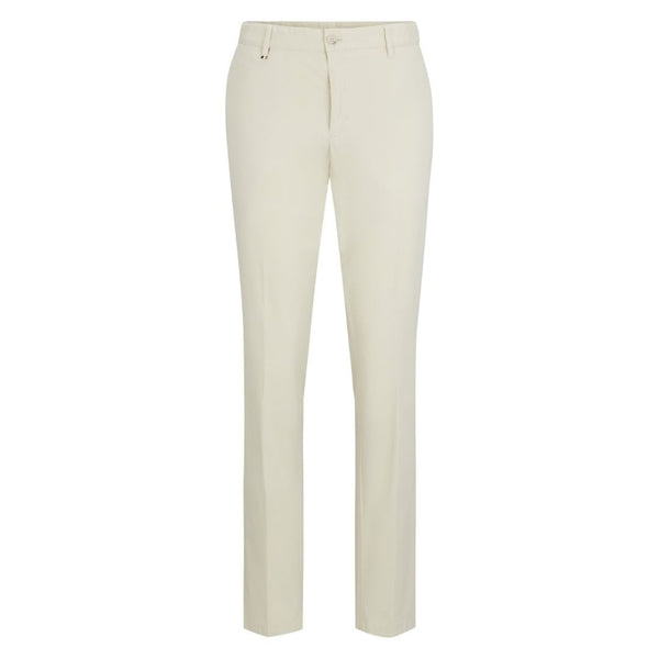 BOSS Slim Fit Stretch-Cotton Trousers – White