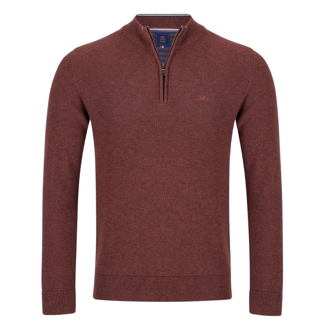 Andre Madrid 1/4 Zip Knit - Russet