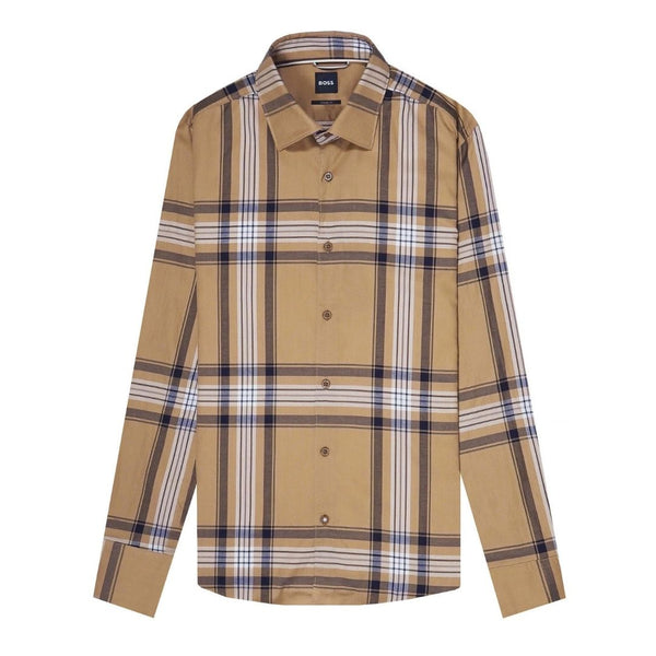 BOSS Hal Casual Fit Checked Shirt – Beige