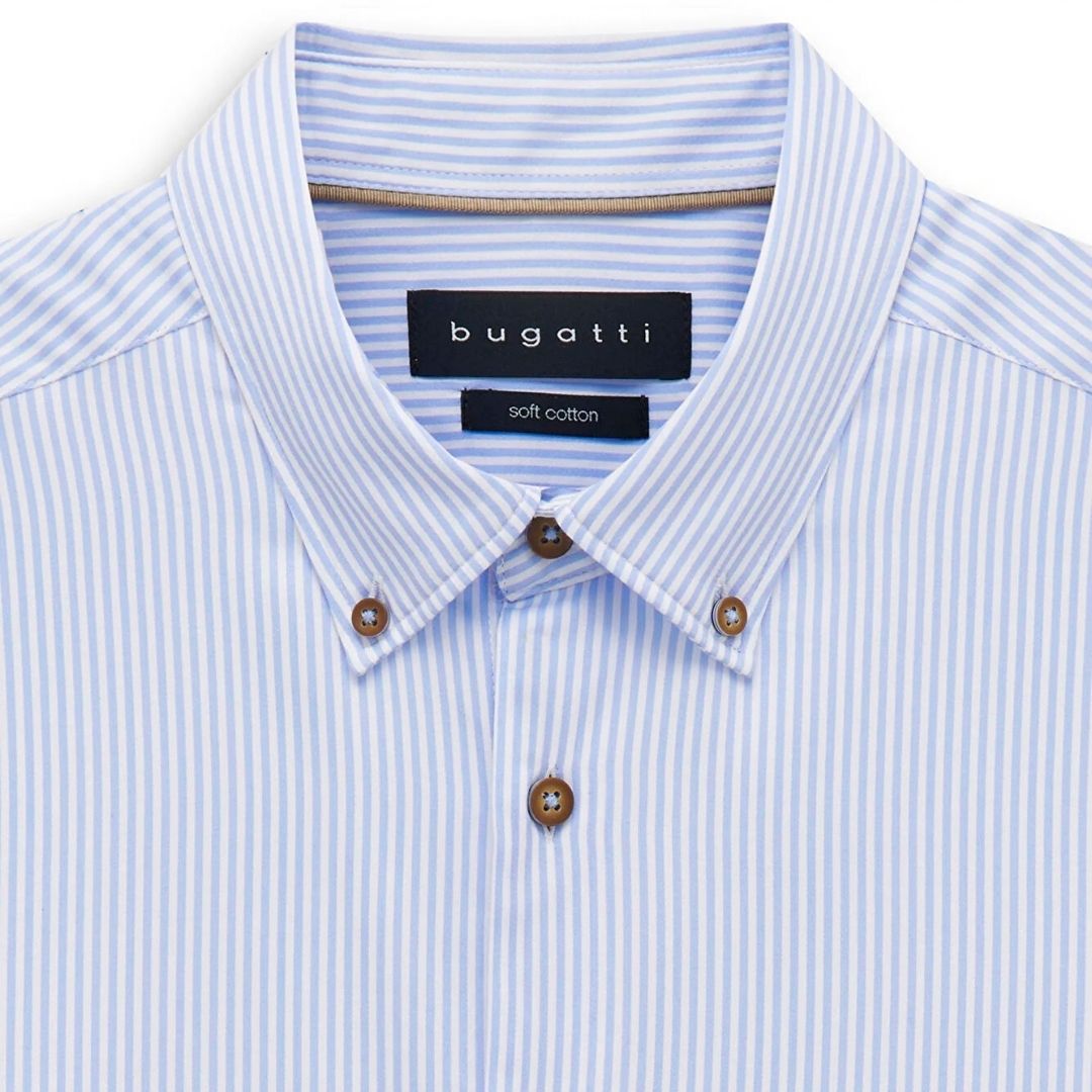 Bugatti Casual Stripe Shirt - Light Blue