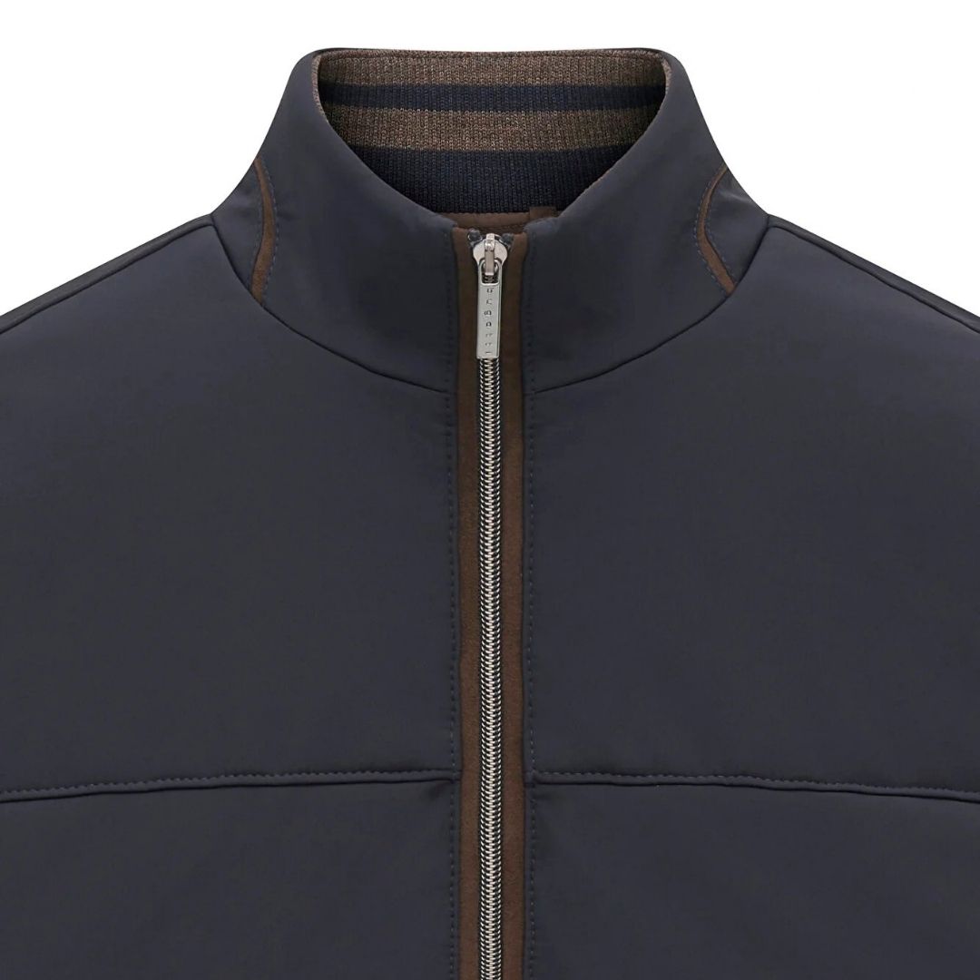 Bugatti Knitted Zip Thru Sweater Jacket - Navy