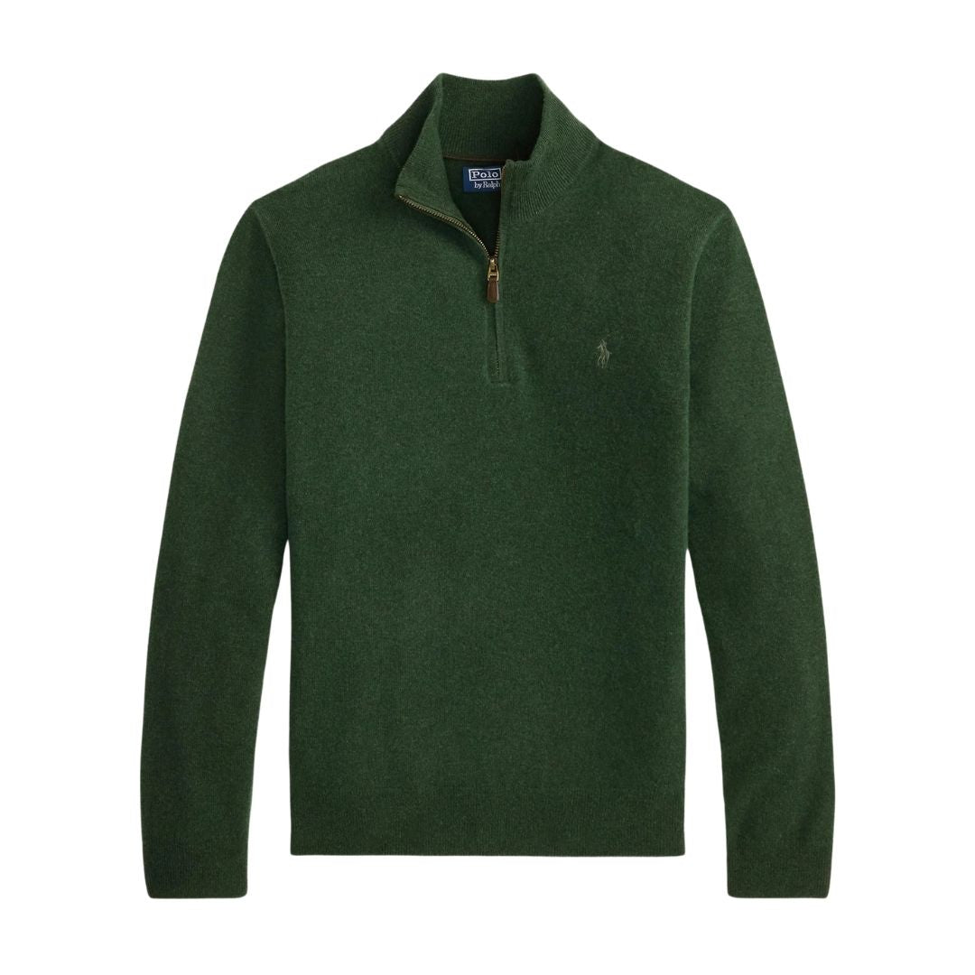 Polo Ralph Lauren Pony-embroidered quarter-zip sweater in Merino Wool - Green