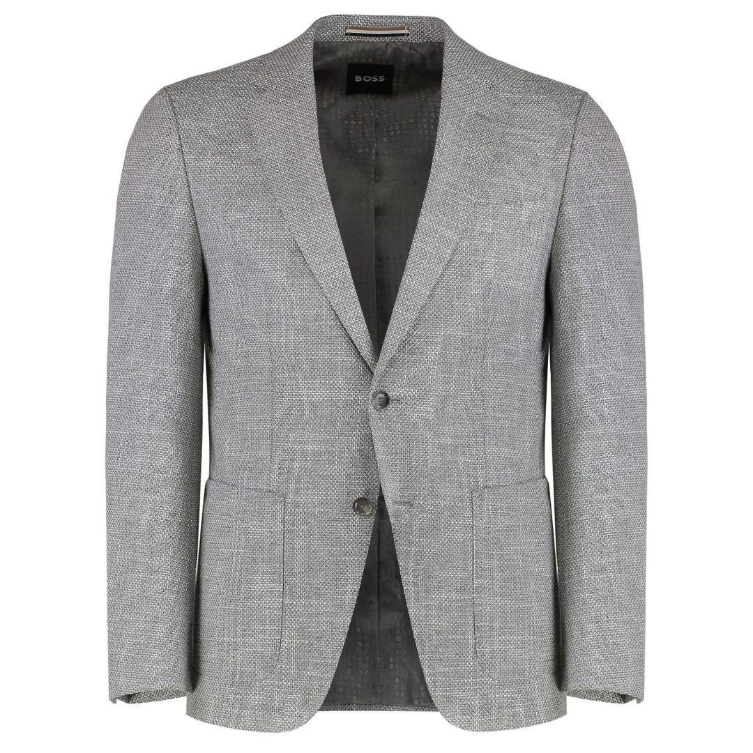 Boss Hutson Single Breasted Blazer -Silver