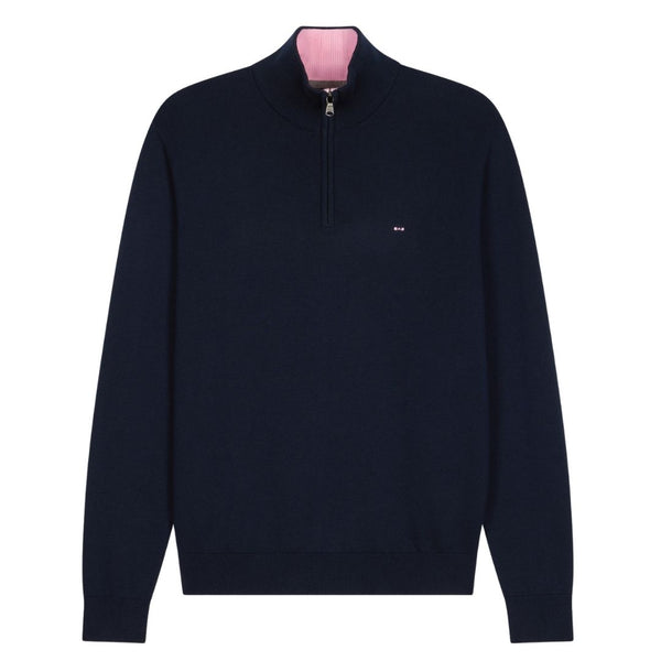 Eden Park Cotton Zip Neck Trucker Knit - Navy