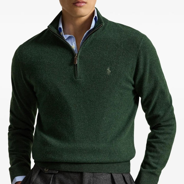 Polo Ralph Lauren Pony-embroidered quarter-zip sweater in Merino Wool - Green