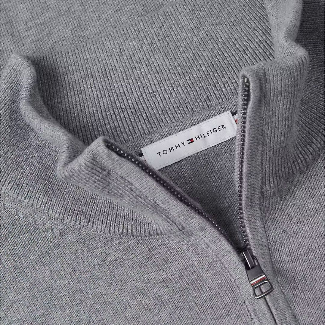 Tommy Hilfiger Essential Cotton Quarter-Zip Jumper – Grey
