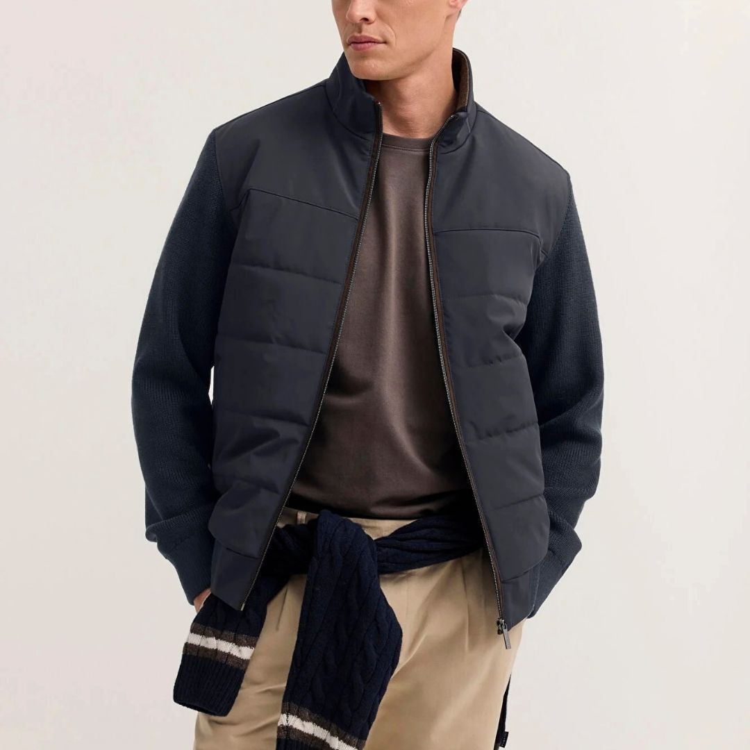 Bugatti Knitted Zip Thru Sweater Jacket - Navy