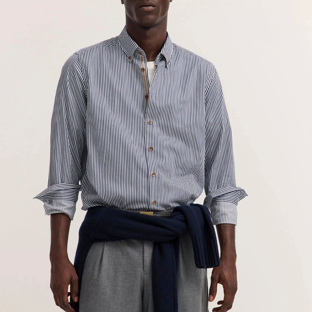 Bugatti Casual Stripe Shirt - Navy