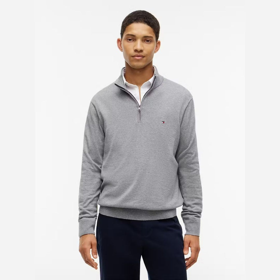 Tommy Hilfiger Essential Cotton Quarter-Zip Jumper – Grey