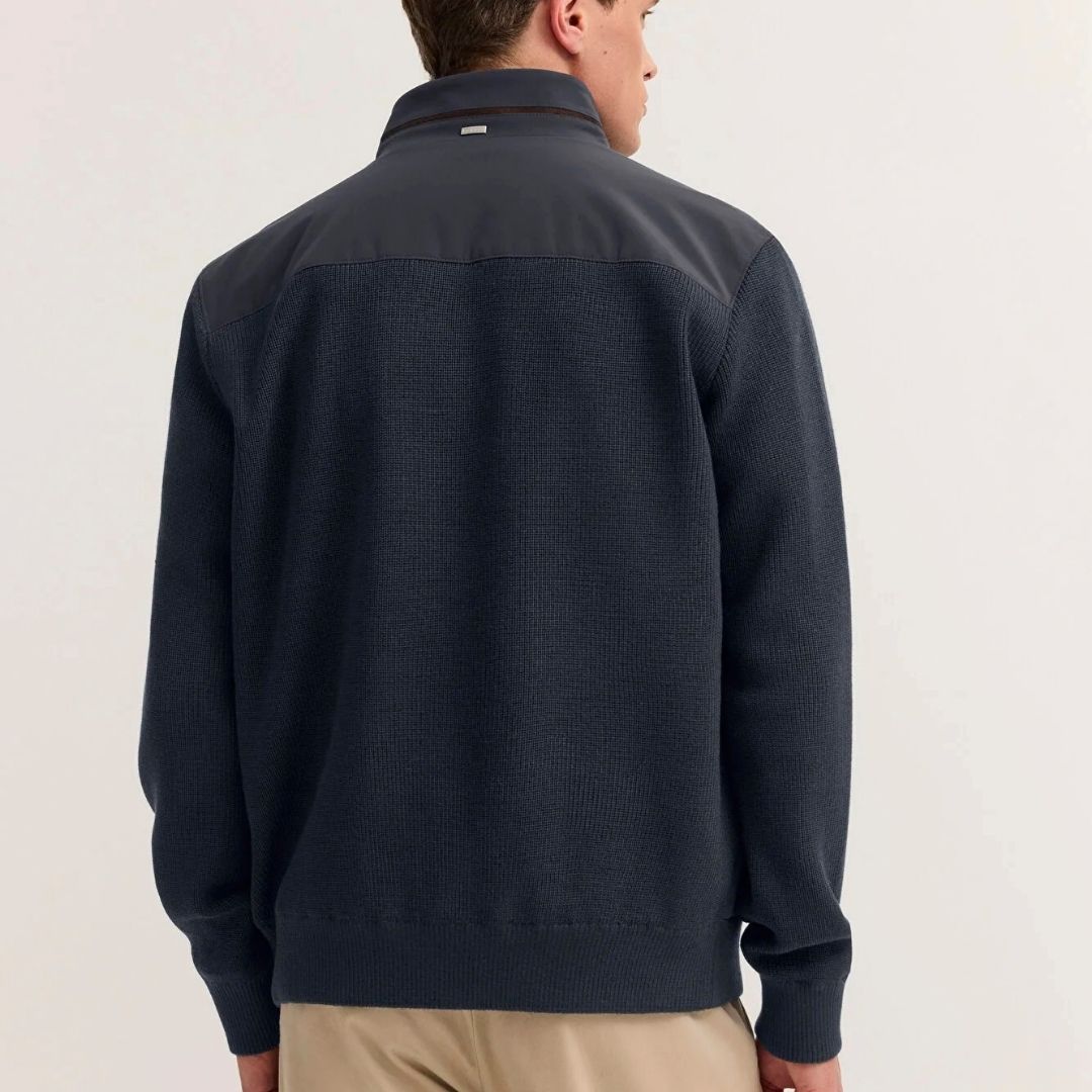 Bugatti Knitted Zip Thru Sweater Jacket - Navy