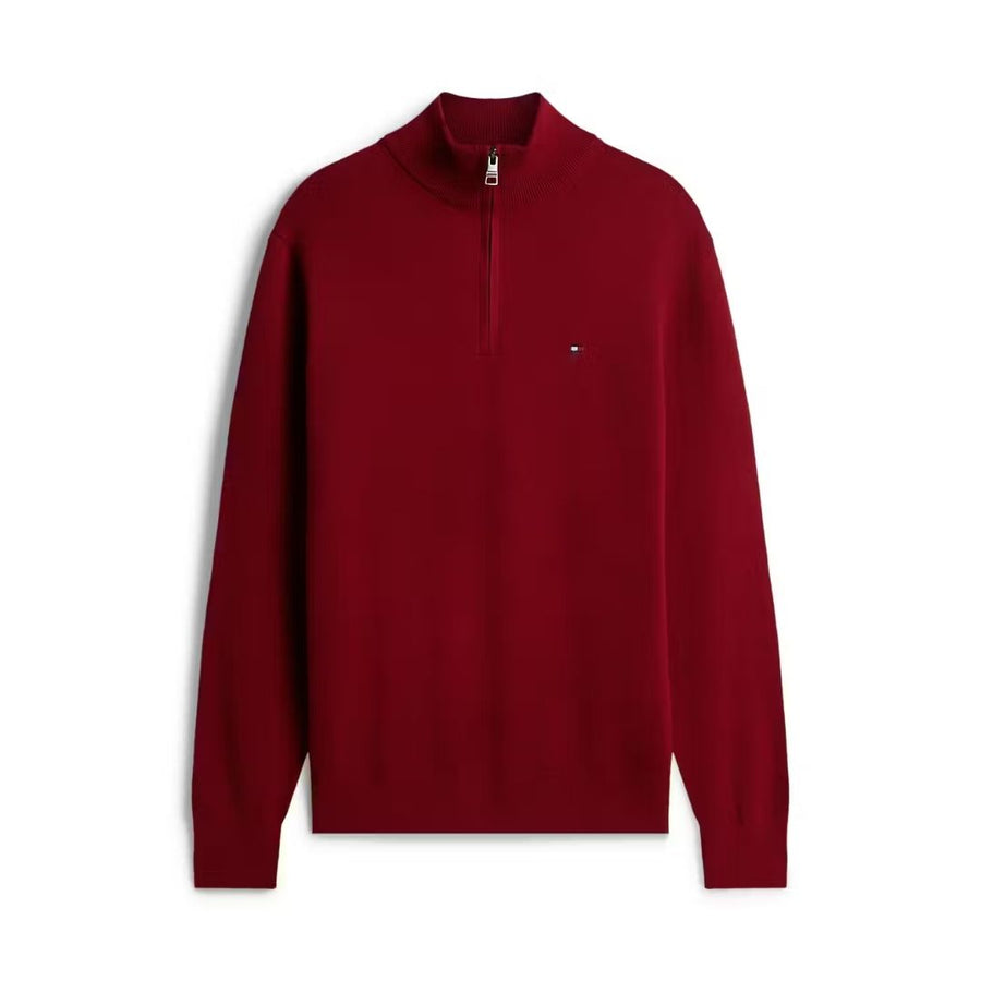 Tommy Hilfiger Pima Cotton Cashmere Quarter-Zip Jumper – Red