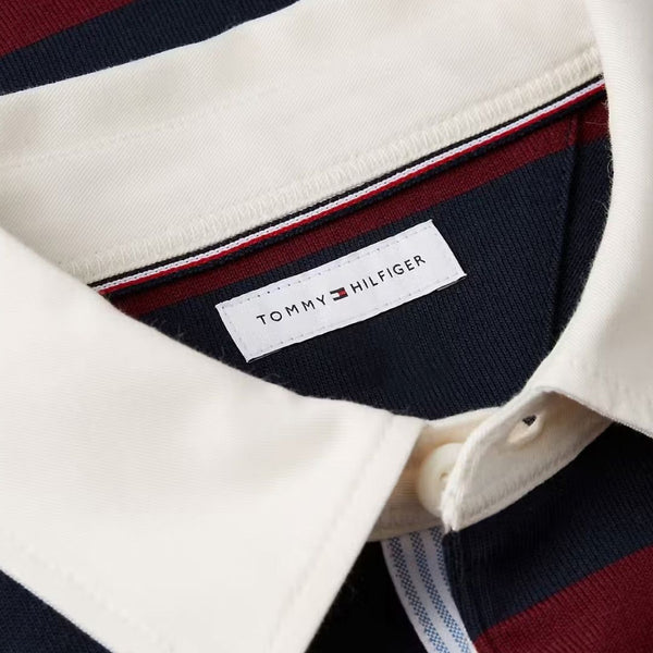 Tommy Hilfiger Essential Striped Rugby Shirt – Burgundy