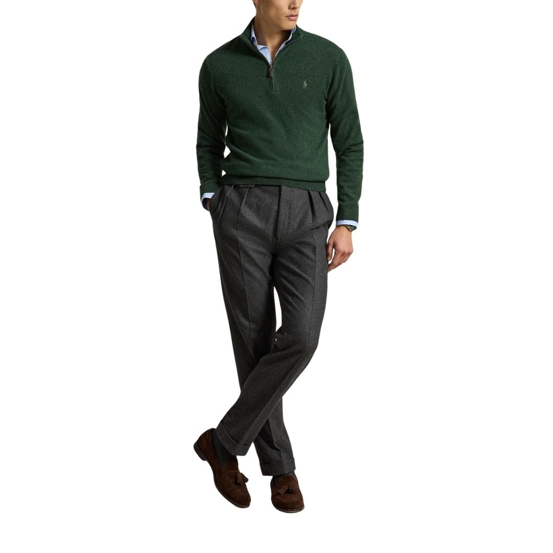 Polo Ralph Lauren Pony-embroidered quarter-zip sweater in Merino Wool - Green