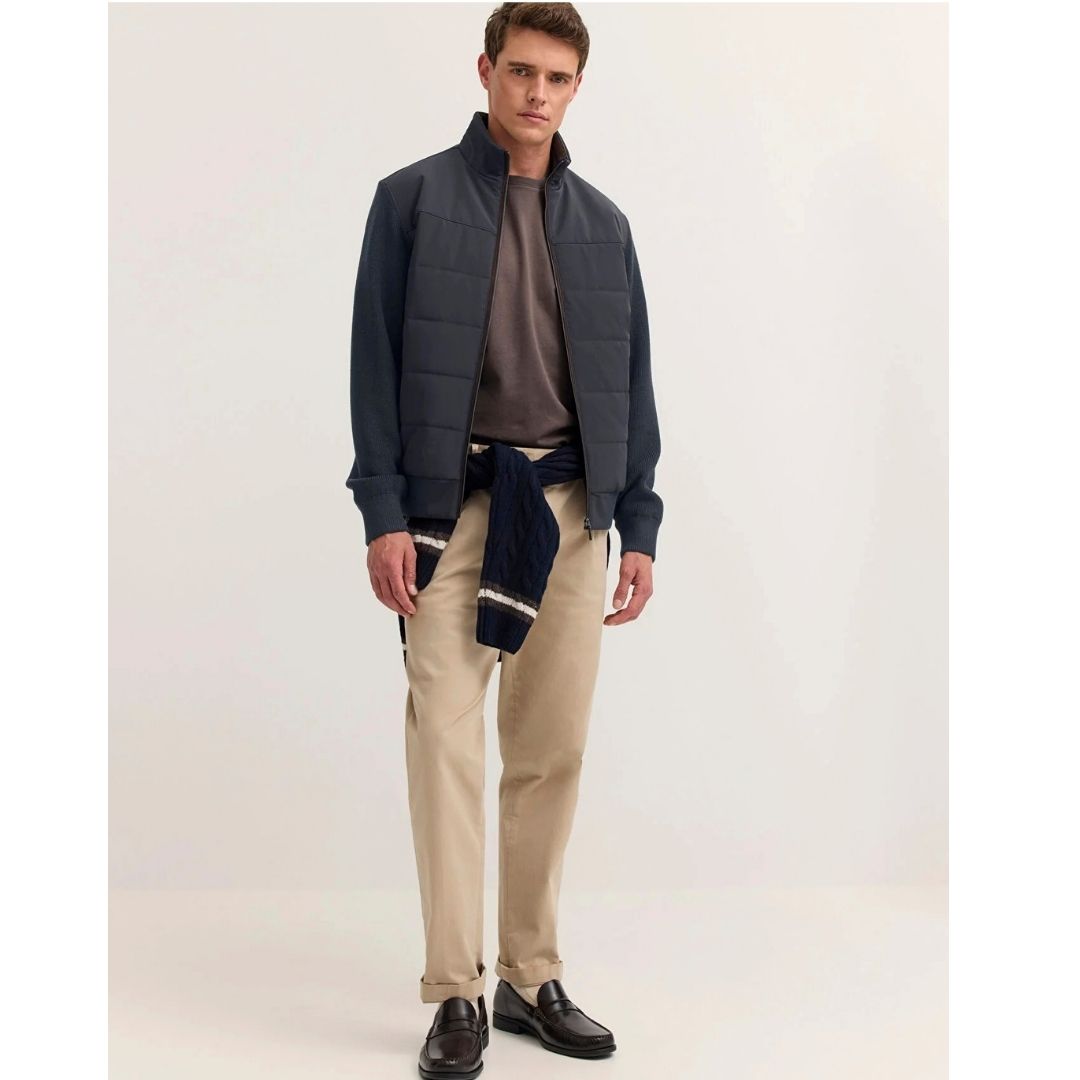 Bugatti Knitted Zip Thru Sweater Jacket - Navy