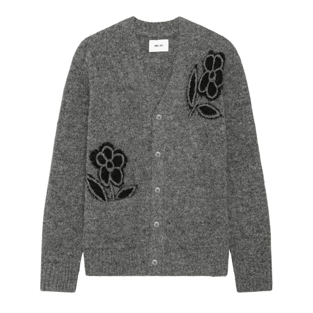 NN07 Kyle Cardigan Knit - Dark Grey Melange