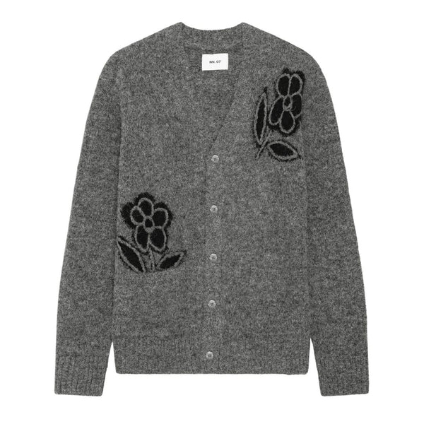 NN07 Kyle Cardigan Knit - Dark Grey Melange