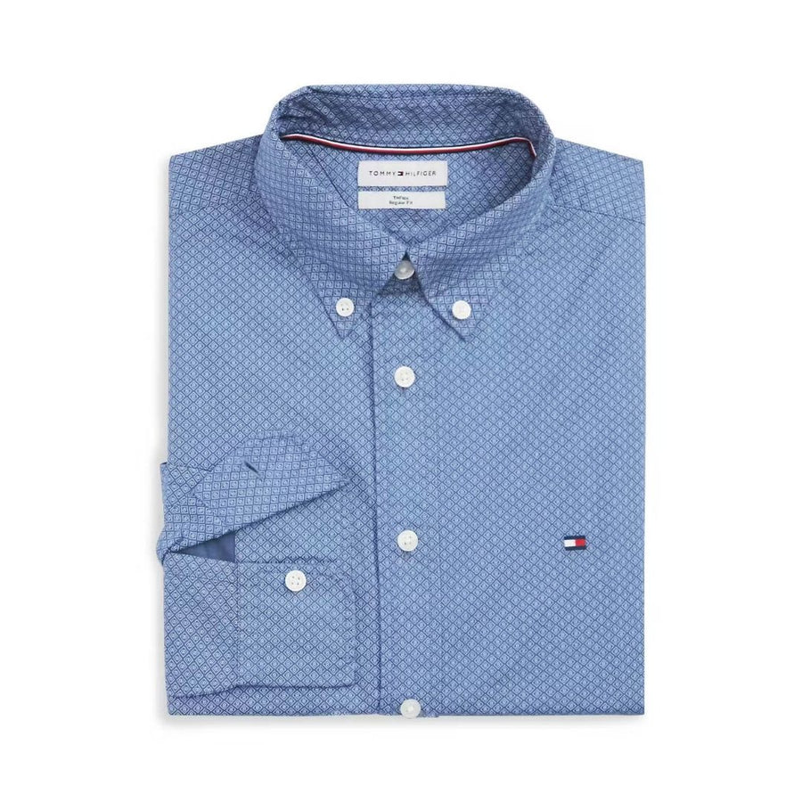 Tommy Hilfiger Flex Poplin Geo Print Regular Fit Shirt – Blue