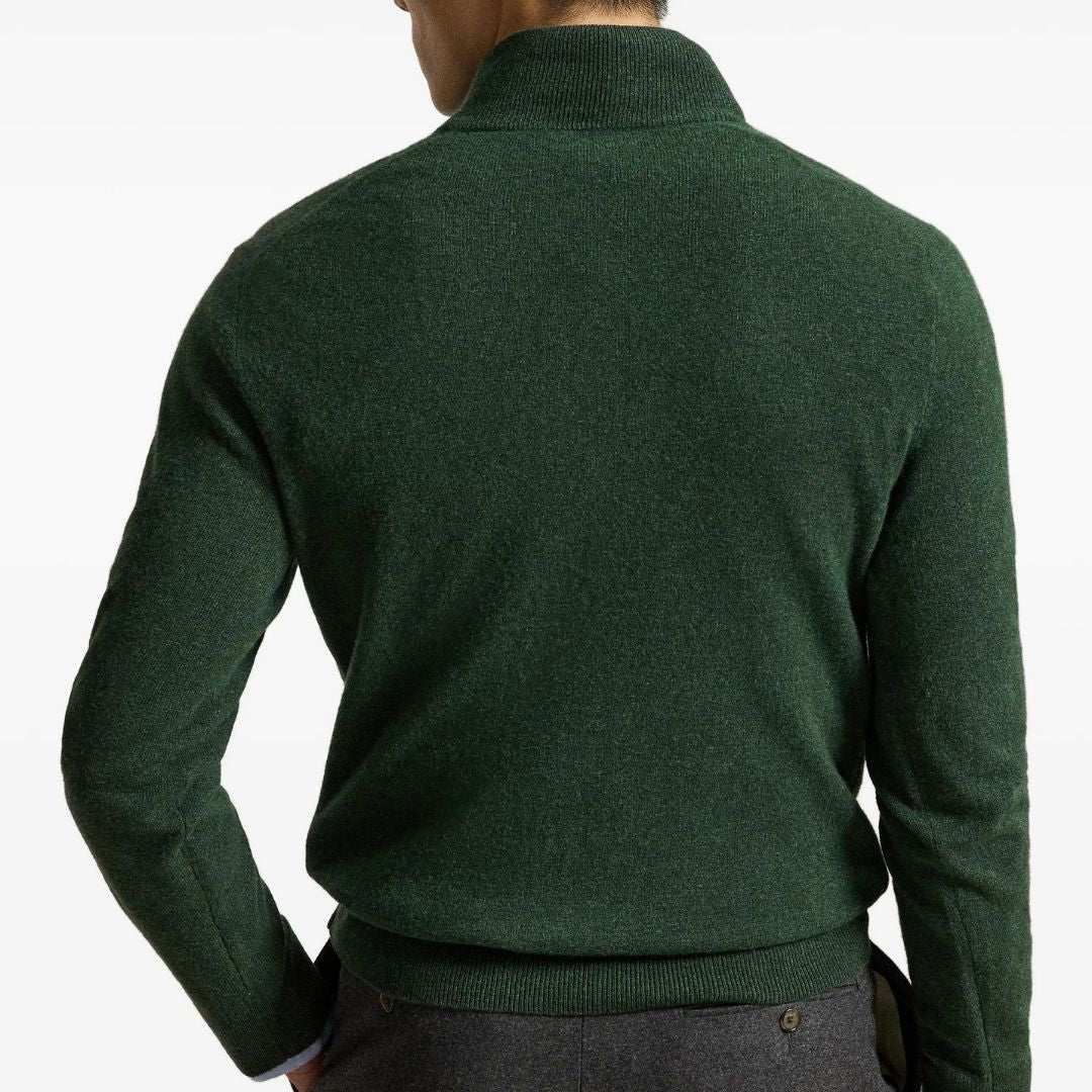 Polo Ralph Lauren Pony-embroidered quarter-zip sweater in Merino Wool - Green