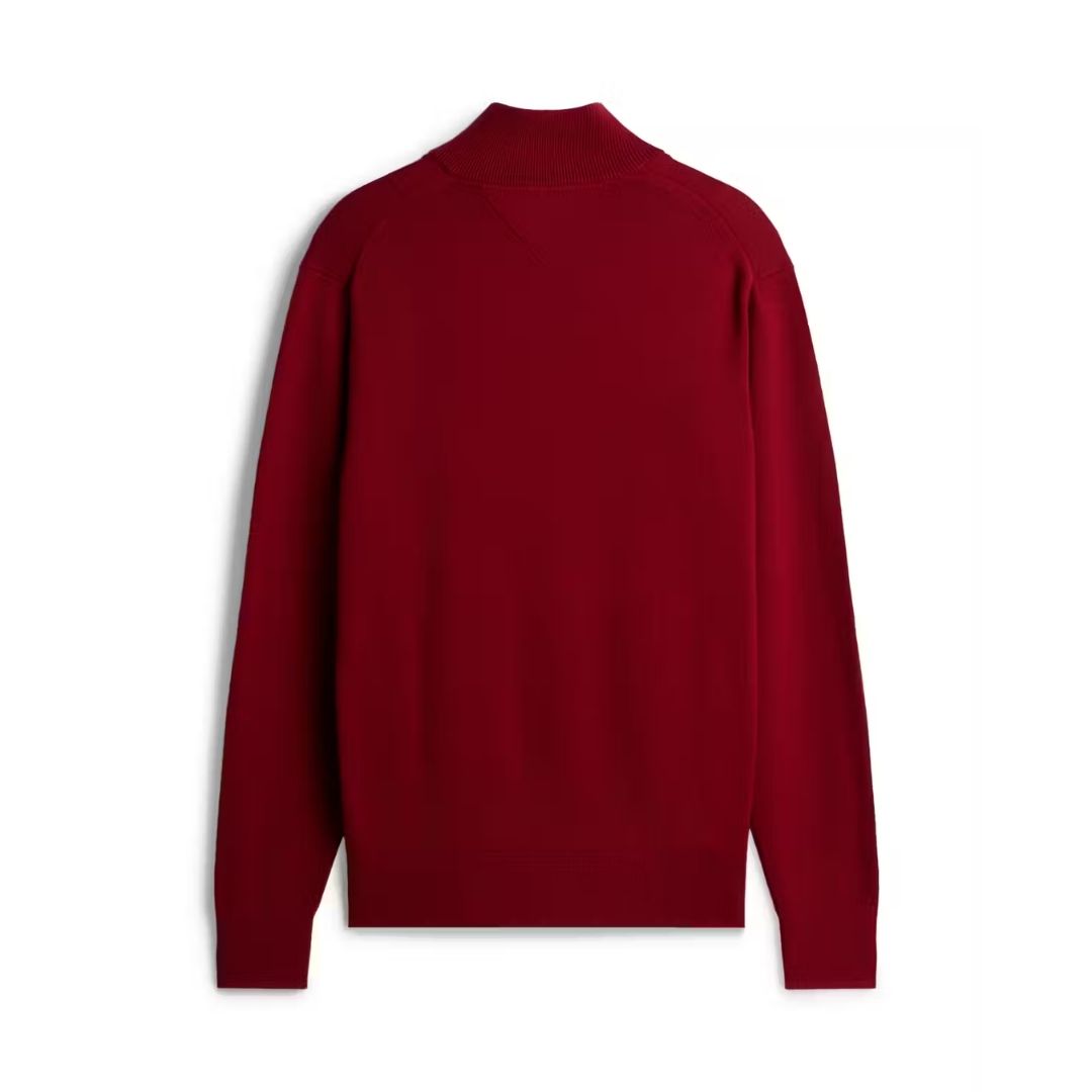 Tommy Hilfiger Pima Cotton Cashmere Quarter-Zip Jumper – Red