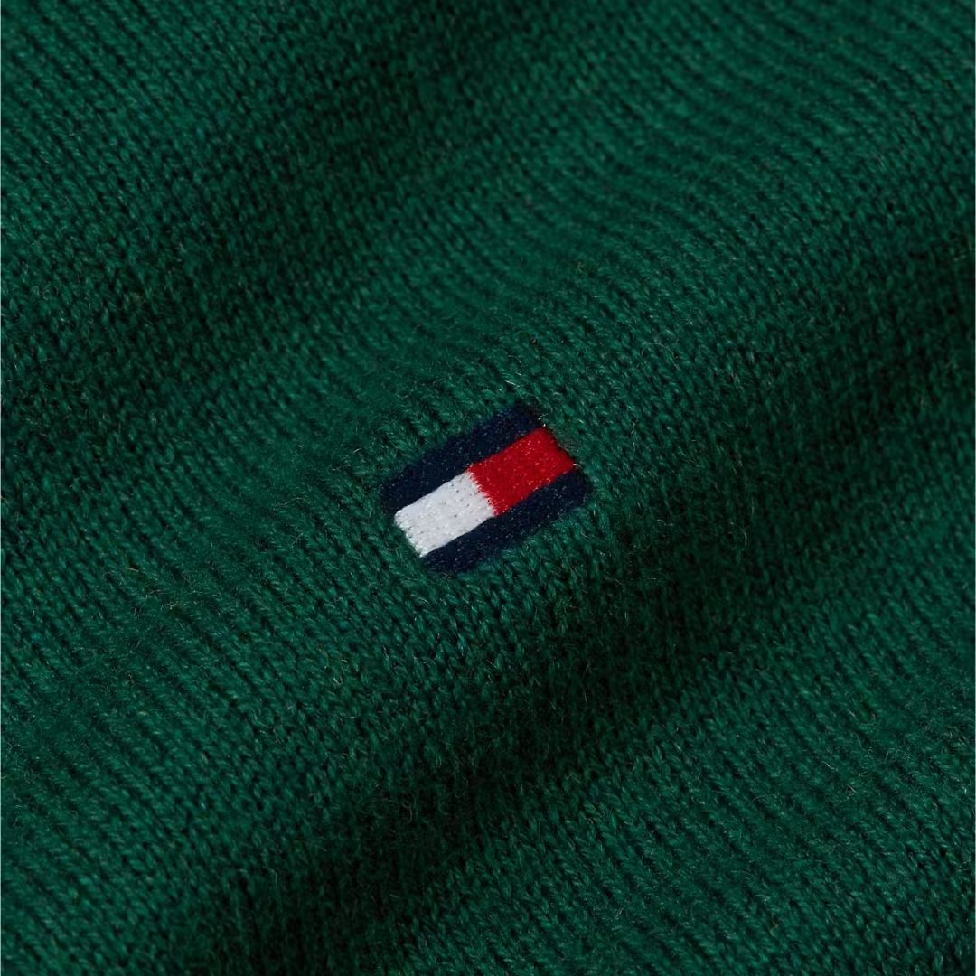 Tommy Hilfiger Pima Cotton Cashmere Quarter-Zip Jumper – Green
