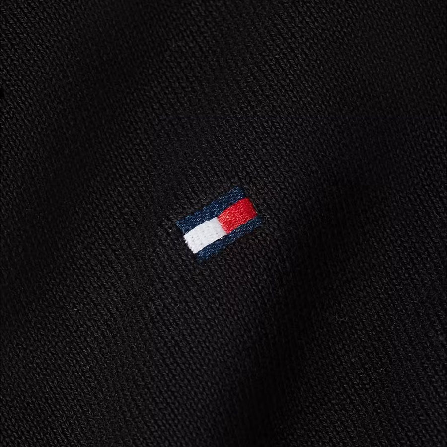Tommy Hilfiger Essential Cotton Quarter-Zip Jumper – Black