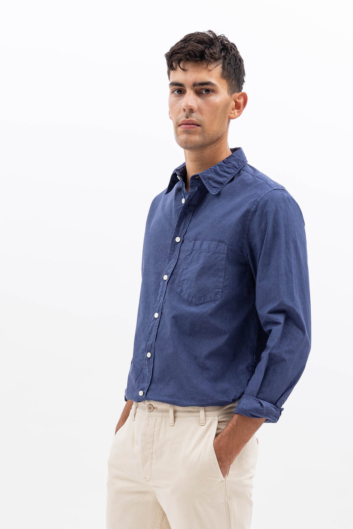 Norse Projects Osvald Cotton Tencel Shirt - Blue