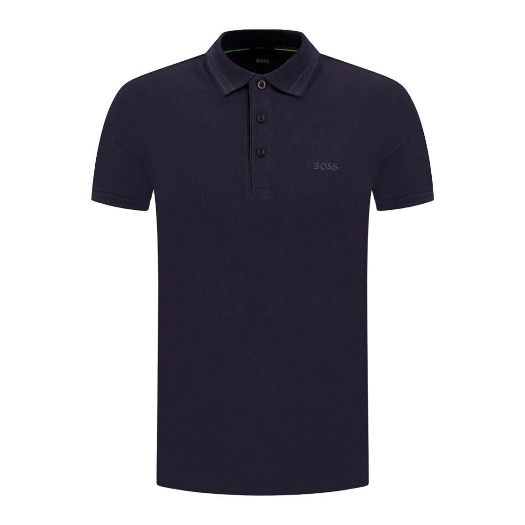 BOSS Green Cotton Piqué Logo Polo Shirt – Navy