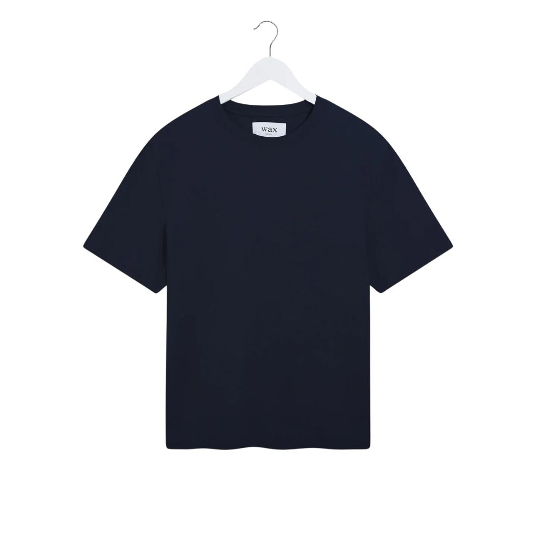 Wax London Dean - Textured Organic Cotton T-Shirt - Navy