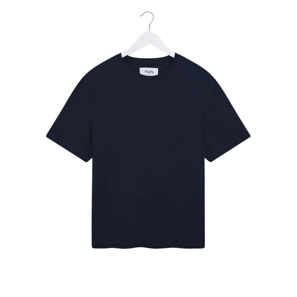 Wax London Dean - Textured Organic Cotton T-Shirt - Navy