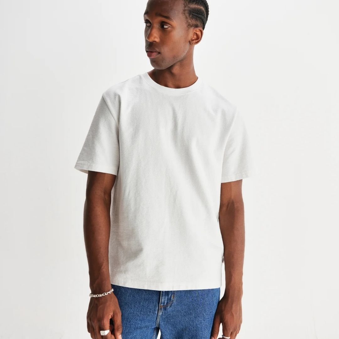 Wax London Dean - Textured Organic Cotton T-Shirt - White