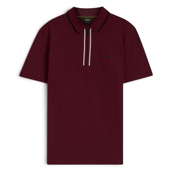 BOSS Green Philix Slim Fit Stretch-Cotton Polo – Dark Red