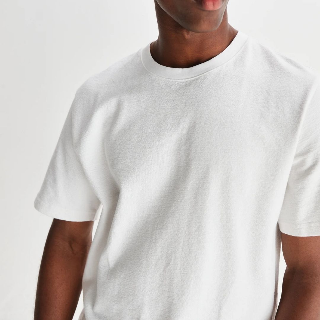 Wax London Dean - Textured Organic Cotton T-Shirt - White