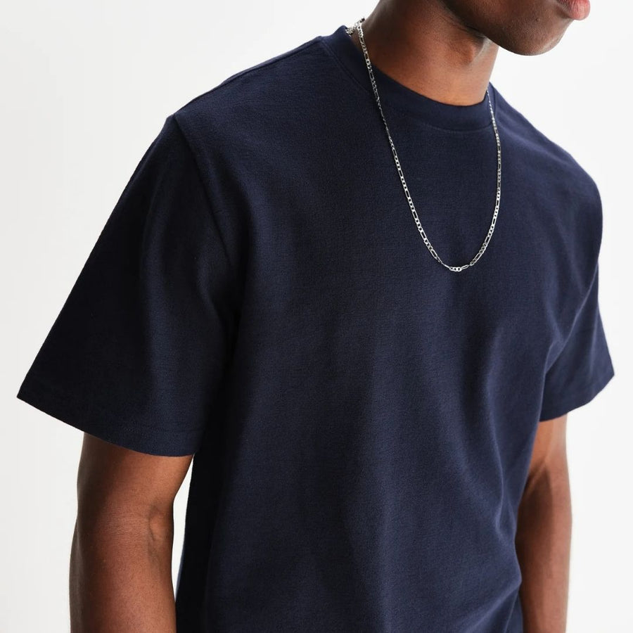 Wax London Dean Textured Organic Cotton T-Shirt - Navy