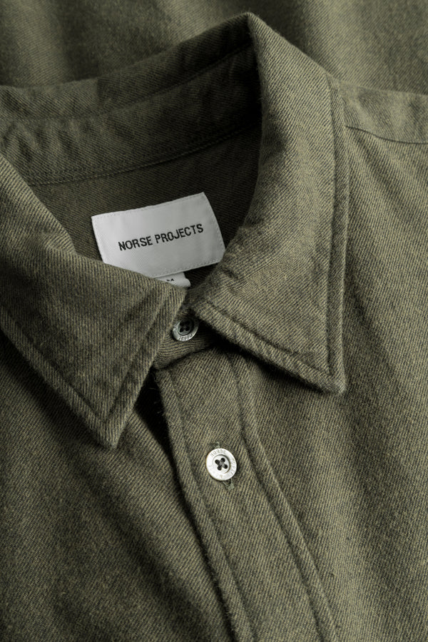 Norse Projects Osvald Flannel Shirt - Sitka Green