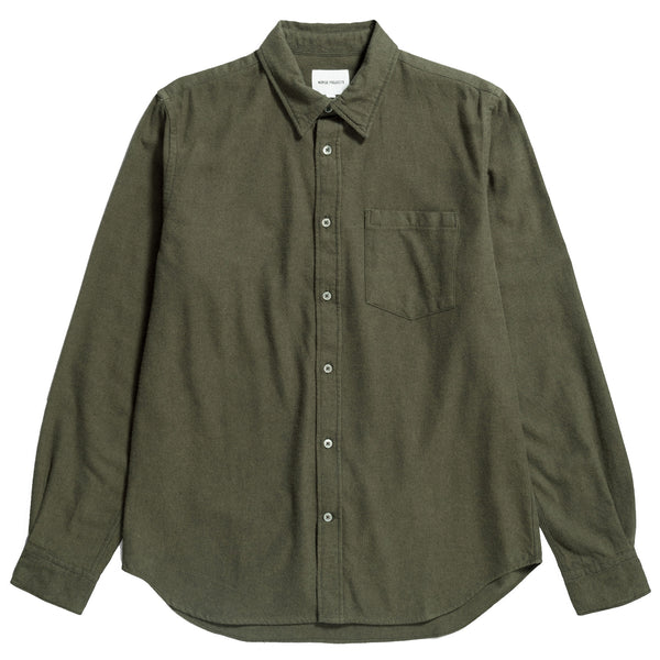 Norse Projects Osvald Flannel Shirt - Sitka Green