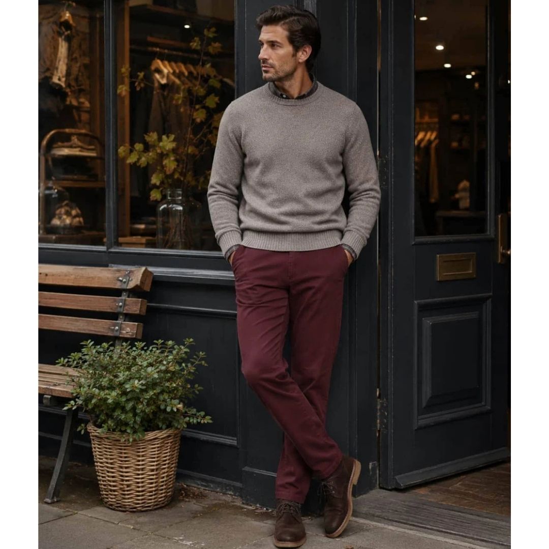 MEYER New York Fine Texture Chinos – Burgundy