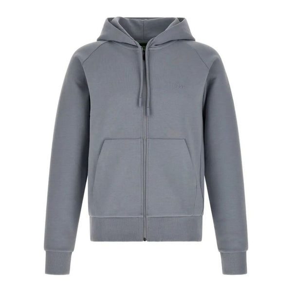BOSS Green Stretch-Cotton Zip Hoodie – Grey