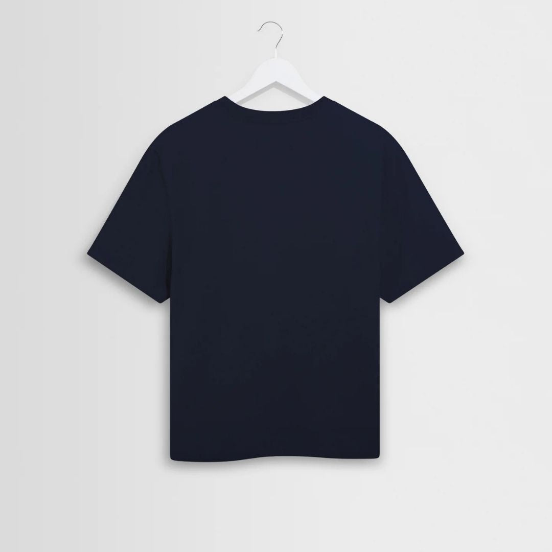 Wax London Dean - Textured Organic Cotton T-Shirt - Navy