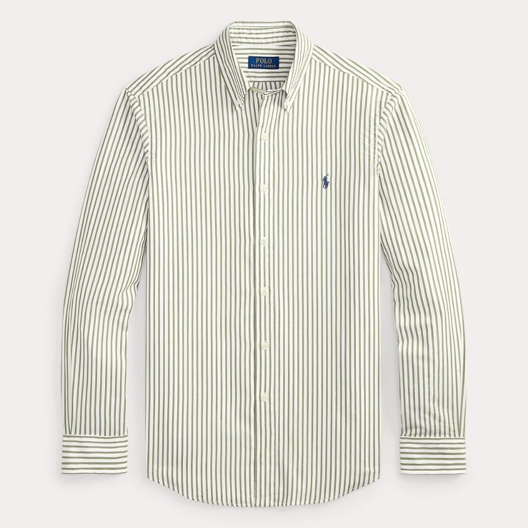 Polo Ralph Lauren Custom Fit Striped Broadcloth Shirt - White Garden Trail