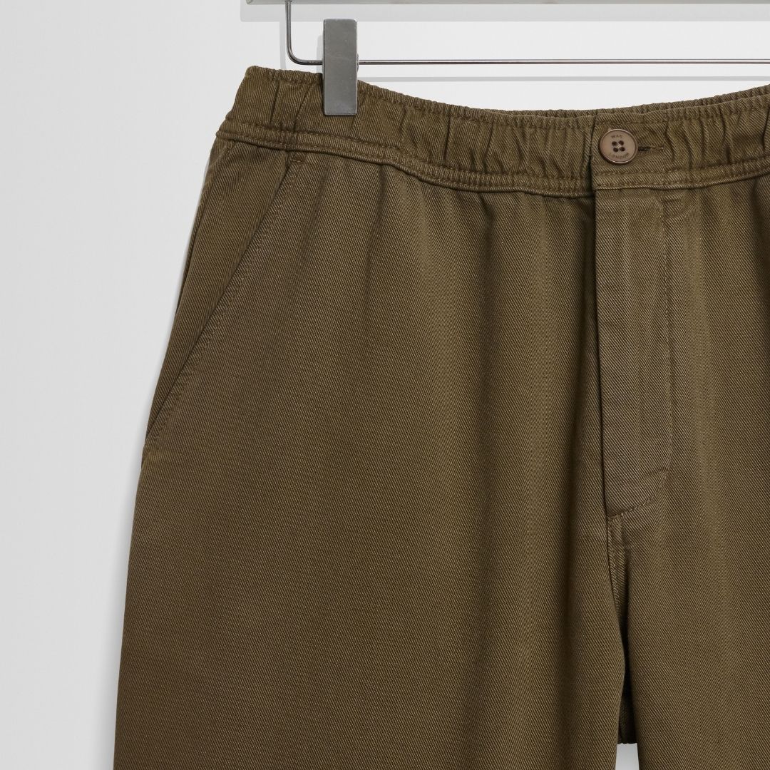 Wax London Kurt Trouser - L30 Organic Cotton Twill - Dark Khaki