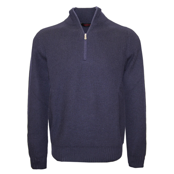 Gran Sasso Zip Neck Knit - Navy