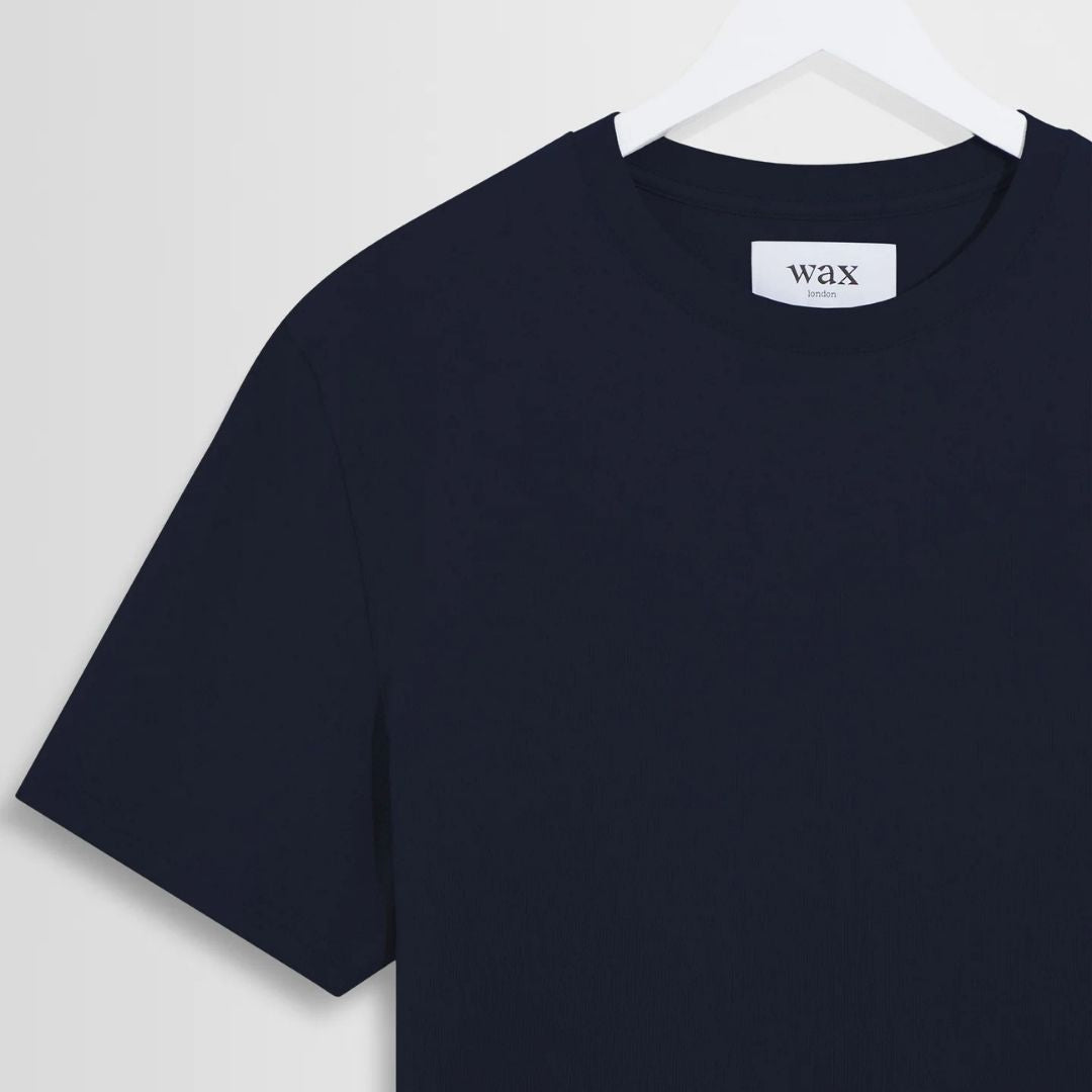 Wax London Dean - Textured Organic Cotton T-Shirt - Navy
