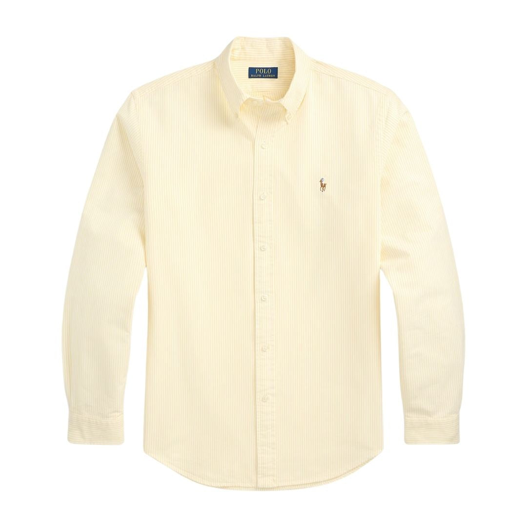 Polo Ralph Lauren Custom Fit Striped Oxford Shirt - Yellow Oxford/White