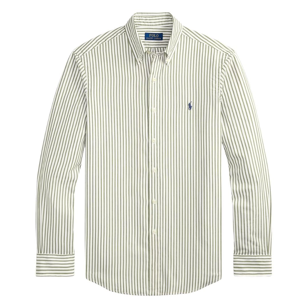 Polo Ralph Lauren Custom Fit Striped Broadcloth Shirt - White Garden Trail