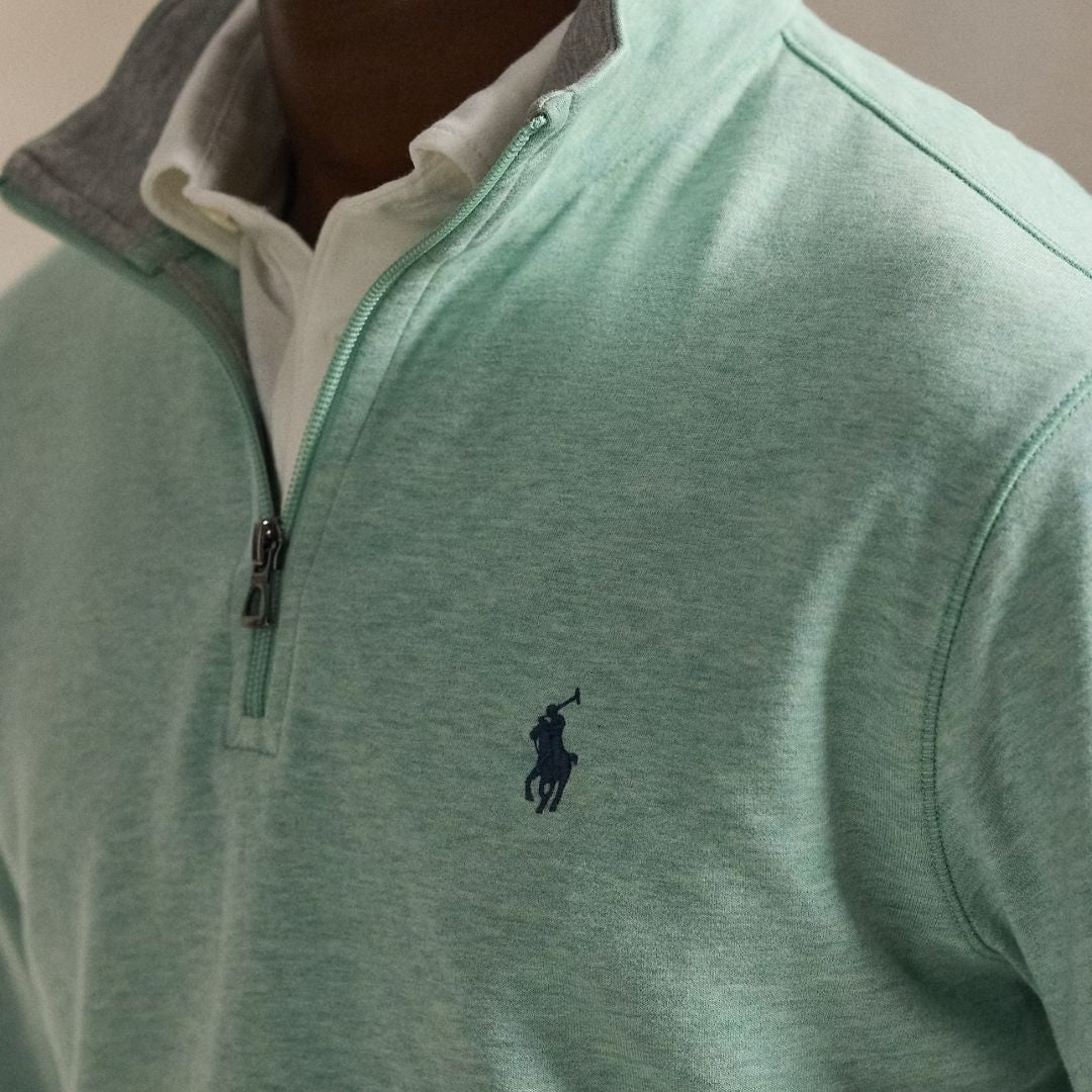 Polo Ralph Lauren Luxury Jersey Quarter-Zip Pullover - Celadon Green